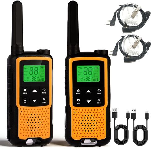 2pcs/Pack Handheld Walkie Talkies with Acoustic Tube Headset, 22 FRS Channels, Weather Alert, LED Flashlight, Long Range Two Way Radios for Hiking Camping Equipment, Portable Radio Station for Kids in Saudi Arabia
