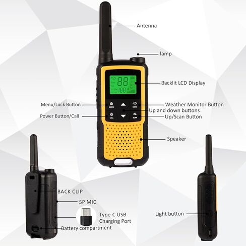 2pcs/Pack Handheld Walkie Talkies with Acoustic Tube Headset, 22 FRS Channels, Weather Alert, LED Flashlight, Long Range Two Way Radios for Hiking Camping Equipment, Portable Radio Station for Kids in Saudi Arabia