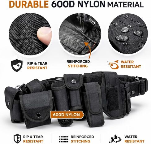 TOAKA 11 in 1 Tactical Duty Belt Kit with Pouches, Police Utility Belt for Security Guard Law Enforcement Military Equipment System, Adjustable Nylon Belt Fits Up to 51" in Saudi Arabia