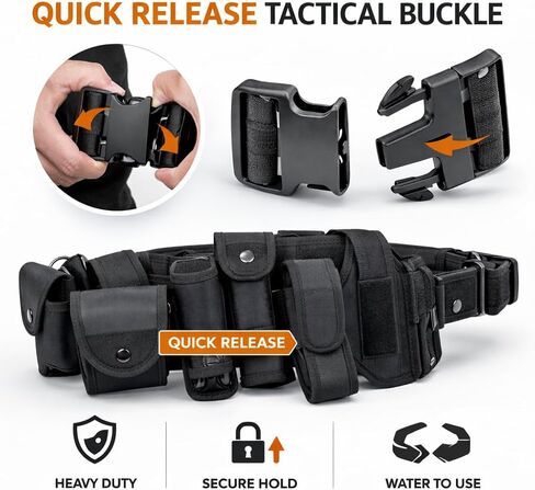 TOAKA 11 in 1 Tactical Duty Belt Kit with Pouches, Police Utility Belt for Security Guard Law Enforcement Military Equipment System, Adjustable Nylon Belt Fits Up to 51" in Saudi Arabia