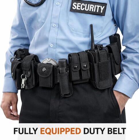 TOAKA 11 in 1 Tactical Duty Belt Kit with Pouches, Police Utility Belt for Security Guard Law Enforcement Military Equipment System, Adjustable Nylon Belt Fits Up to 51" in Saudi Arabia