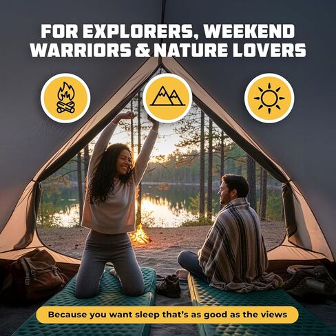 وسادة نوم ذاتية النفخ من Wise Owl Outfitters مع مضخة كهربائية، وسادة مرتبة هوائية للتخييم مقاس 4 بوصات مع رغوة للبالغين، سجادة تخييم للخيمة وسيارات الدفع الرباعي والرحلات البرية in Kuwait