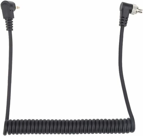 2.5mm Male Flash PC Sync Cable Cord with Lock Extended Coiled Wire Camera Flashing Light 100cm Black in Saudi Arabia