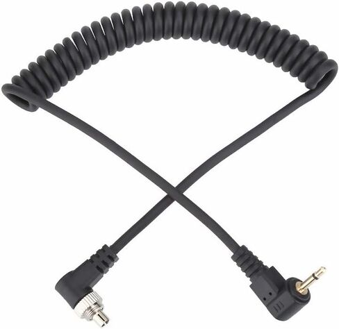 2.5mm Male Flash PC Sync Cable Cord with Lock Extended Coiled Wire Camera Flashing Light 100cm Black in Saudi Arabia