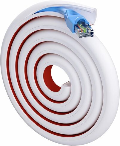 Delamu Cord Hider للجدار، مجموعة مسارات إدارة الكابلات مقاس 40 بوصة، أغطية أسلاك سلك سيليكون مرنة ذاتية اللصق لسلك واحد، مخفي الكابل للتلفزيون المثبت على الحائط، المكتب المنزلي، 0.59 بوصة عرض × 0.4 بوصة ارتفاع، أبيض in Kuwait