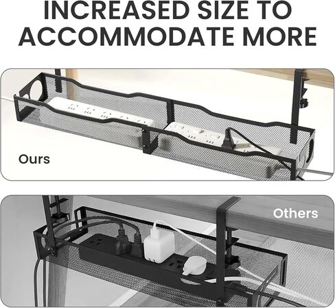 25'' Cable Management Under Desk No Drill，Metal Desk Organizer Suitable for Home desks or Standing desks ，Electrical Cord Management with Clamp in Saudi Arabia