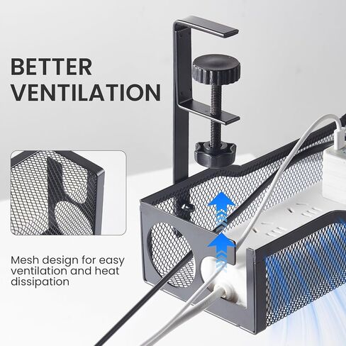 25'' Cable Management Under Desk No Drill，Metal Desk Organizer Suitable for Home desks or Standing desks ，Electrical Cord Management with Clamp in Saudi Arabia