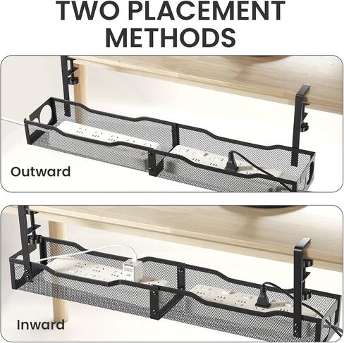 25'' Cable Management Under Desk No Drill，Metal Desk Organizer Suitable for Home desks or Standing desks ，Electrical Cord Management with Clamp in Saudi Arabia