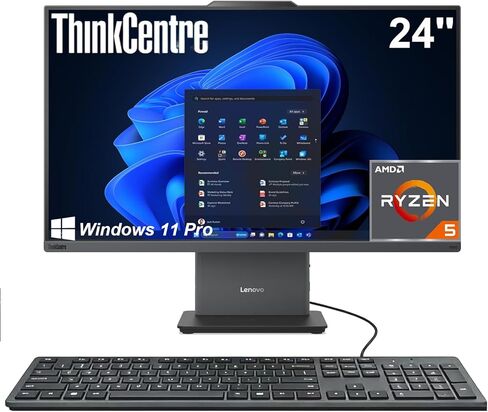 Lenovo 24" ThinkCentre All-in-One Desktop Computer • 6-core AMD Ryzen 5 Processor • 16GB DDR5 • 512GB SSD • Wi-Fi 6 • HDMI in&Out • Wired KB&Mouse • Windows 11 Pro in Saudi Arabia
