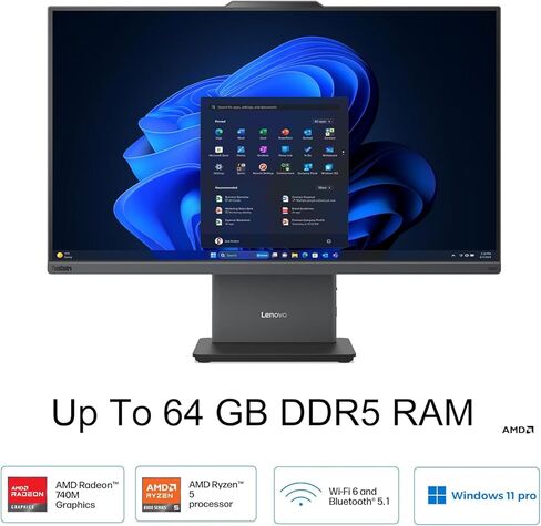Lenovo 24" ThinkCentre All-in-One Desktop Computer • 6-core AMD Ryzen 5 Processor • 16GB DDR5 • 512GB SSD • Wi-Fi 6 • HDMI in&Out • Wired KB&Mouse • Windows 11 Pro in Saudi Arabia