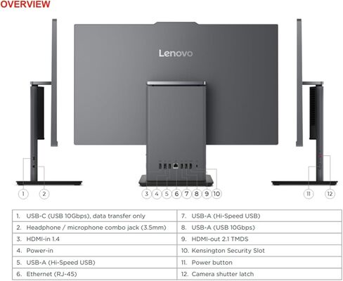 Lenovo 24" ThinkCentre All-in-One Desktop Computer • 6-core AMD Ryzen 5 Processor • 16GB DDR5 • 512GB SSD • Wi-Fi 6 • HDMI in&Out • Wired KB&Mouse • Windows 11 Pro in Saudi Arabia