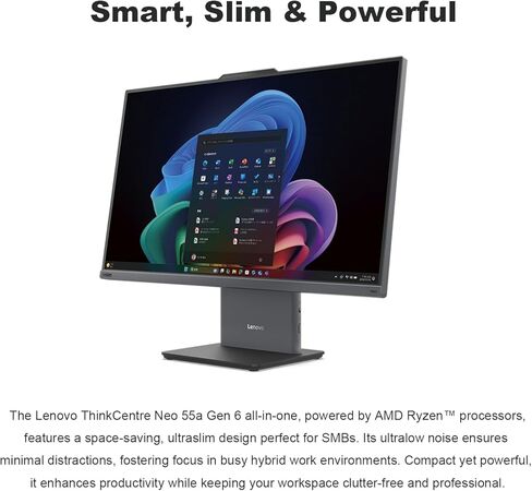 Lenovo 24" ThinkCentre All-in-One Desktop Computer • 6-core AMD Ryzen 5 Processor • 16GB DDR5 • 512GB SSD • Wi-Fi 6 • HDMI in&Out • Wired KB&Mouse • Windows 11 Pro in Saudi Arabia