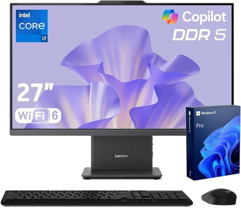 Lenovo IdeaCentre Business Computer All-in-One PC, 27" FHD 100Hz Display, Intel Core i7-13620H, 32GB DDR5, 1TB SSD, Wi-Fi 6, Windows 11 Pro with AI & Microsoft Copilot, Wireless KB & M, Grey in Saudi Arabia