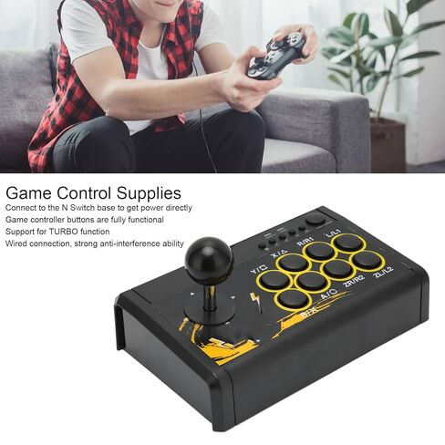 Lazimin Arcade Fight Stick، وحدة تحكم ألعاب سلكية USB، وحدة تحكم قتالية أركيد قديمة، التوصيل والتشغيل، دعم وظيفة Turbo، تنطبق على PS3، PS4، للتبديل، الكمبيوتر الشخصي in Saudi Arabia