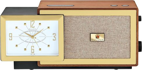 B7800 Precision Tone Modern Clock Radio – Bulova 150th Anniversary Edition, Solid American Walnut Case, Bluetooth Speaker, FM Radio, USB-A & USB-C Charging, Lighted Dial, Alarm with Snooze in Saudi Arabia