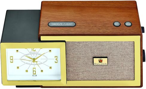 B7800 Precision Tone Modern Clock Radio – Bulova 150th Anniversary Edition, Solid American Walnut Case, Bluetooth Speaker, FM Radio, USB-A & USB-C Charging, Lighted Dial, Alarm with Snooze in Saudi Arabia