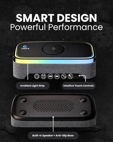 Wireless Charging Alarm Clock with Bluetooth Speaker, FM Radio, Night Light, Dual Alarm, USB Charger, LED Bedside Clock in Saudi Arabia