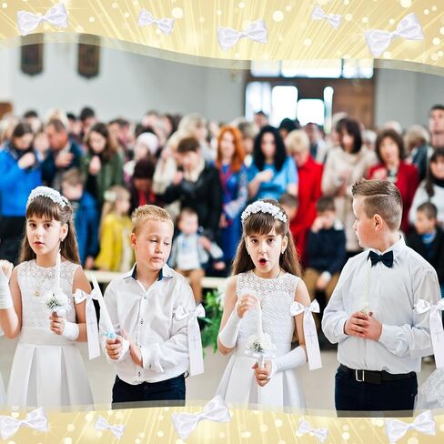 1 Pcs 9 x 5.5 Inch First Communion Arm Band with Cross Satin White Arm Band with Embroidered Cross for First Communion Celebration in Saudi Arabia