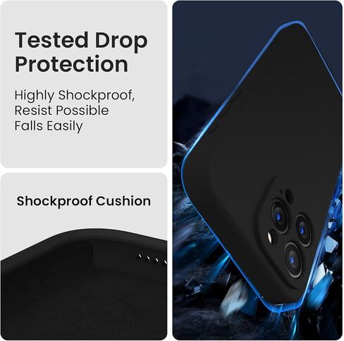حافظة FireNova مصممة لهاتف iPhone 16 Pro، حافظة هاتف مطورة من السيليكون [حماية الكاميرا]، بطانة داخلية ناعمة مضادة للخدش من الألياف الدقيقة، 2024، أسود in Kuwait