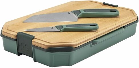 Gerber Gear ComplEAT Cutting Board Set - Cutting Board Kit with Polypropylene & Bamboo Cutting Boards - Features Paring Knife & Chef's Knife in Nesting Design in Kuwait