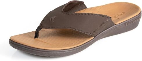 Powerstep Men's Arch Support Orthotic Flip Flop Sandals with Shock Absorbing Sole, Lightweight Non-Slip Tread, Brown-BWN, 11 in Saudi Arabia