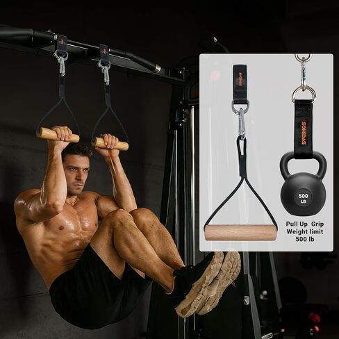Wooden Pull Up Grips Hand Grips Strength Trainer Exerciser Pull Up for Chin Up Bar, Kettlebell, Barbell Home Gym Workout Equipment Rock Climbing Grips for Strength Training Max Load 500lbs in Saudi Arabia