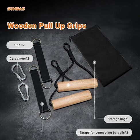 Wooden Pull Up Grips Hand Grips Strength Trainer Exerciser Pull Up for Chin Up Bar, Kettlebell, Barbell Home Gym Workout Equipment Rock Climbing Grips for Strength Training Max Load 500lbs in Saudi Arabia