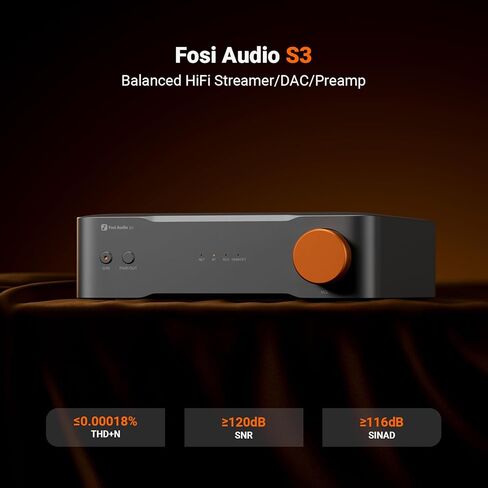 Fosi Audio S3 HiFi Music Streamer DAC Preamp, AK4493SEQ DAC Wi-Fi 6 Bluetooth 5.3, Digital Transport with XLR Balanced/Optical/Sub Out/HDMI eARC, AirPlay 2 Spotify Connect Tidal, 5-Band EQ in Saudi Arabia