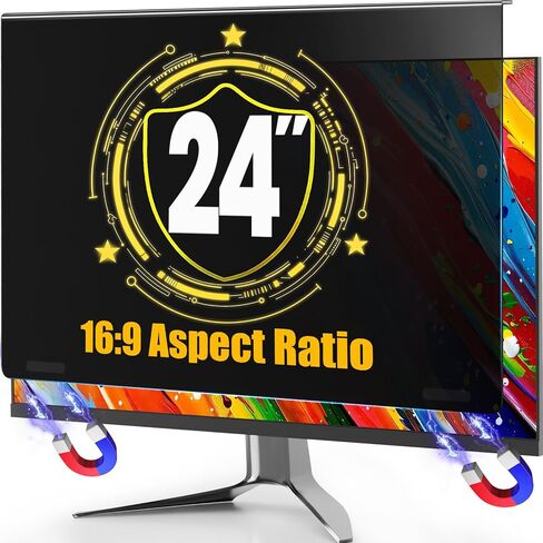 Magnetic Privacy Screen for 24 Inch Monitor 16:9 Aspect Ratio, Removable Anti Blue Light Filter with Eye Protection,Hanging Anti-Spy Protector for Flat Desktop Computers in Saudi Arabia