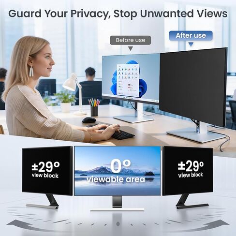 Magnetic Privacy Screen for 24 Inch Monitor 16:9 Aspect Ratio, Removable Anti Blue Light Filter with Eye Protection,Hanging Anti-Spy Protector for Flat Desktop Computers in Saudi Arabia