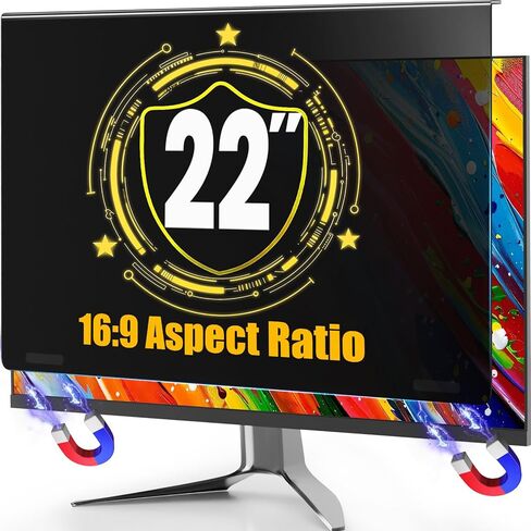 Magnetic Privacy Screen for 24 Inch Monitor 16:9 Aspect Ratio, Removable Anti Blue Light Filter with Eye Protection,Hanging Anti-Spy Protector for Flat Desktop Computers in Saudi Arabia