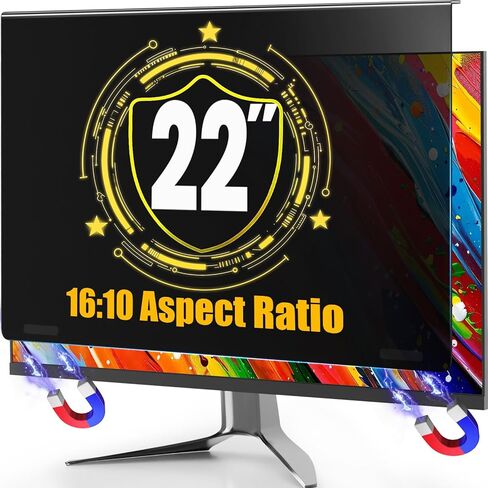 Magnetic Privacy Screen for 24 Inch Monitor 16:9 Aspect Ratio, Removable Anti Blue Light Filter with Eye Protection,Hanging Anti-Spy Protector for Flat Desktop Computers in Saudi Arabia