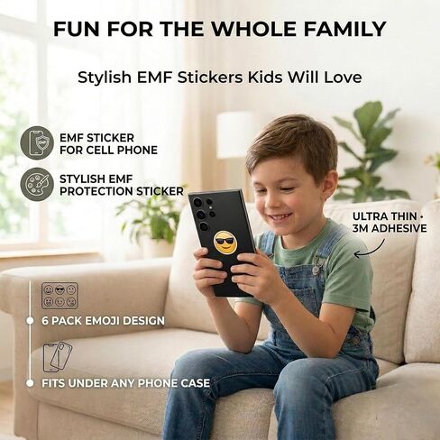 ملصق EMF Neutralizer Emoji مكون من 6 قطع - ملصقات رفيعة من مزيج معدني لاصق للهاتف الخلوي والكمبيوتر المحمول والكمبيوتر اللوحي والأجهزة الإلكترونية - تصميمات رموز تعبيرية ملونة in Kuwait