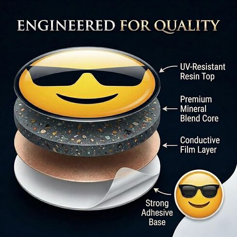 ملصق EMF Neutralizer Emoji مكون من 6 قطع - ملصقات رفيعة من مزيج معدني لاصق للهاتف الخلوي والكمبيوتر المحمول والكمبيوتر اللوحي والأجهزة الإلكترونية - تصميمات رموز تعبيرية ملونة in Kuwait