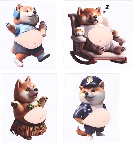 4Pcs Cartoon 3D Dog Belly Stickers Squeezable Decorative Mobile Phone Decoration Sticker Home Decor in Saudi Arabia