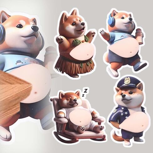 4Pcs Cartoon 3D Dog Belly Stickers Squeezable Decorative Mobile Phone Decoration Sticker Home Decor in Saudi Arabia