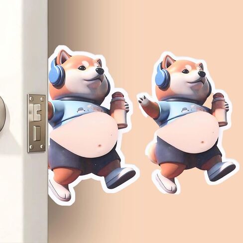 2Pcs Cartoon 3D Dog Belly Stickers Squeezable Decorative Mobile Phone Decoration Sticker Home Decor (2Pcs Music Dog) in Saudi Arabia