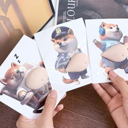 4Pcs Cartoon 3D Dog Belly Stickers Squeezable Decorative Mobile Phone Decoration Sticker Home Decor in Saudi Arabia