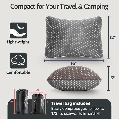 fulocean Small Cooling Memory Foam Travel Pillows for Airplanes, Compressible Camping Pillow, Adjustable Gel Shredded Foam Bed Pillow for Medium Firm Neck Knee Support, Ideal Sleeping,Car,Backpacking in Saudi Arabia