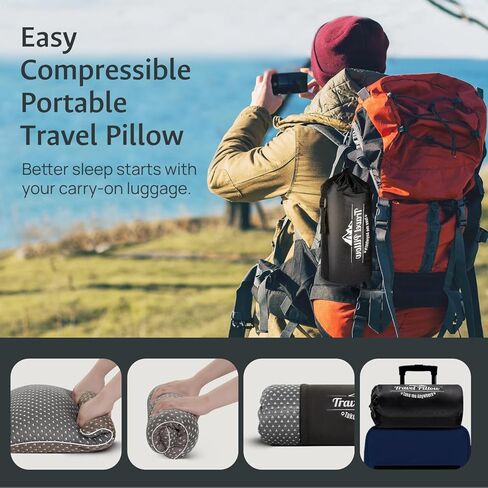 fulocean Small Cooling Memory Foam Travel Pillows for Airplanes, Compressible Camping Pillow, Adjustable Gel Shredded Foam Bed Pillow for Medium Firm Neck Knee Support, Ideal Sleeping,Car,Backpacking in Saudi Arabia
