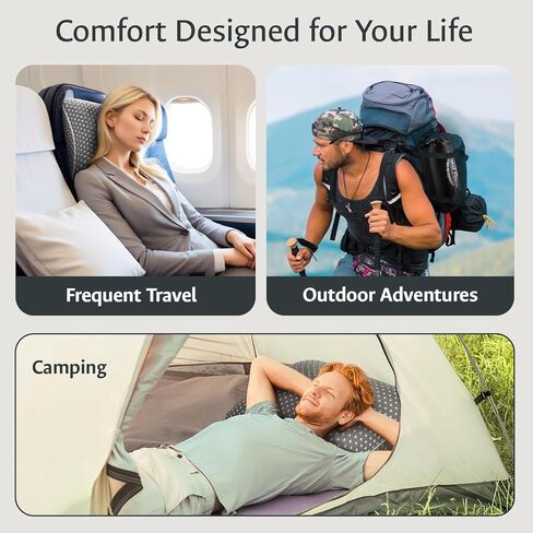 fulocean Small Cooling Memory Foam Travel Pillows for Airplanes, Compressible Camping Pillow, Adjustable Gel Shredded Foam Bed Pillow for Medium Firm Neck Knee Support, Ideal Sleeping,Car,Backpacking in Saudi Arabia