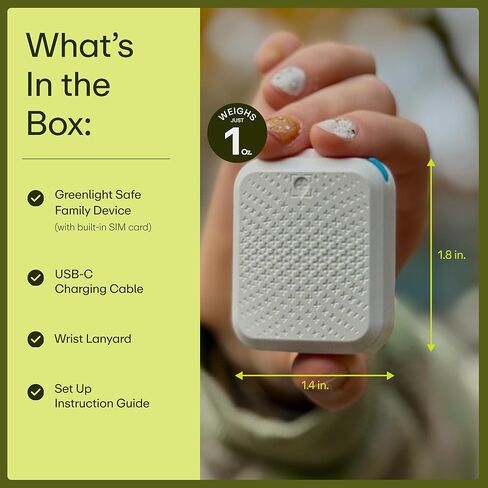 Greenlight Safe Family - جهاز تعقب GPS للأطفال وكبار السن | بدون شاشة، زر SOS، تنبيهات المنطقة الآمنة، التتبع الداخلي والخارجي، لا حاجة للهاتف، عمر بطارية يصل إلى 30 يومًا | الاشتراك مطلوب in Saudi Arabia