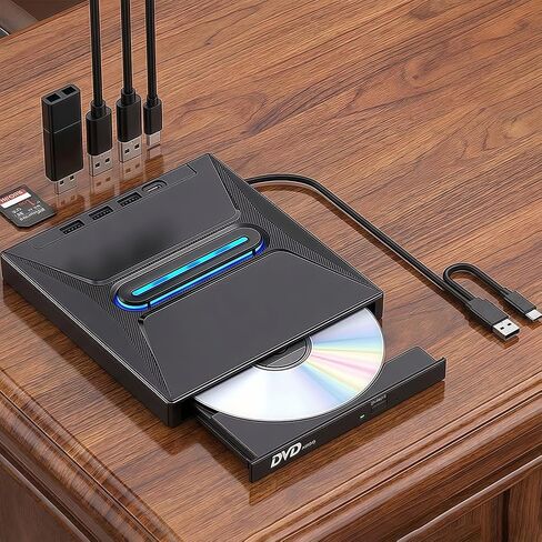 محرك أقراص Blu-ray خارجي، ناسخ USB BD/DVD/CD، محرك أقراص ضوئي محمول رفيع مع دعم M-DISC، التوصيل والتشغيل لأجهزة الكمبيوتر المحمول وسطح المكتب وأجهزة الألعاب in Saudi Arabia