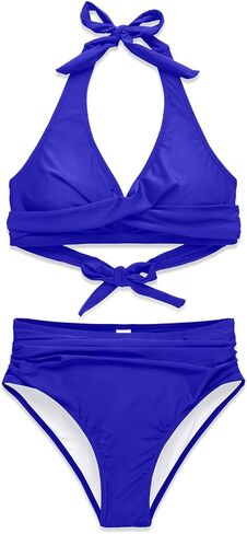 Holipick Women Two Piece Swimsuit High Waisted Bikini Sets Halter Top with Bottoms Tummy Comtrol Bathing Suit in Saudi Arabia