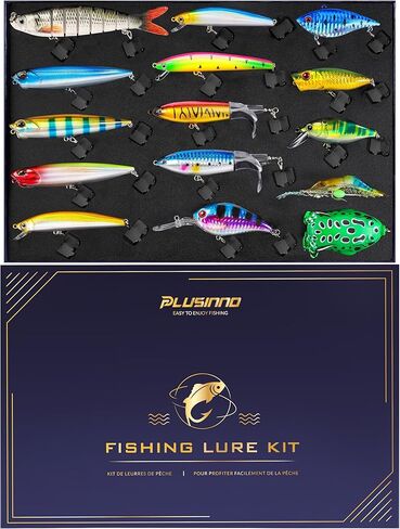 PLUSINNO Fishing Lures - Tackle Box, Bass Fishing Lures for Freshwater and Saltwater, Trout Fishing Gear & Bait, Fishing Gifts for Men,Father in Saudi Arabia