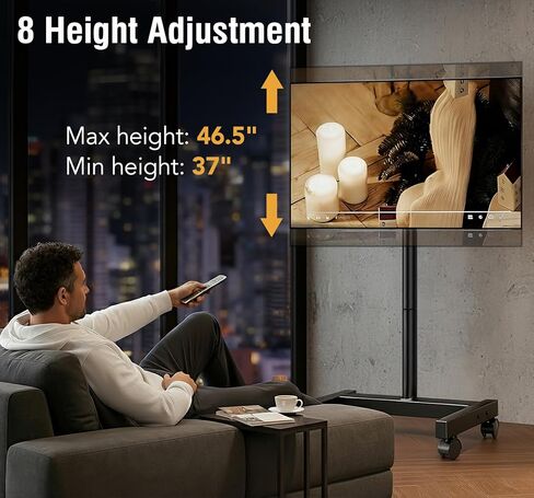 حامل أرضي للتلفزيون المحمول من AX WABER لشاشات تلفزيون LCD مسطحة مقاس 19-50 بوصة LED مسطحة/منحنية يصل وزنها إلى 55 رطلاً، حامل تلفزيون قابل للتعديل مع VESA 200x200، حامل تلفزيون محمول مع وظيفة إمالة AX1007TBM in Kuwait
