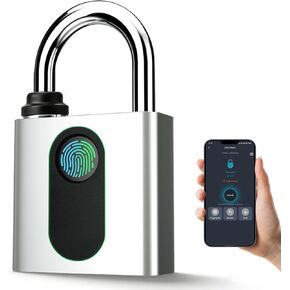 Fingerprint Padlock with Remote Authorization Smart Pad Lock for Outdoor Courtyard Warehouse Doors Anti-Theft Gym Locker Lock (Large) in Saudi Arabia