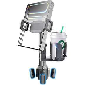 eSamcore Tablet Holder for Car Cup Holder Mount, 14" Height Adjustable iPad Holder for Truck, Cupholder Tablet Stand with Extra Drink Holder, Fits iPad Pro Air Mini, iPhone 17 16 Pro Max, Galaxy Tab in Kuwait