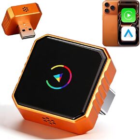 2026 Upgrade 3 in 1 Wireless Carplay Mirror Link Adapter for iPhone/Apple/Android Phone to Car Screen, Auto Connect-Orange in Saudi Arabia