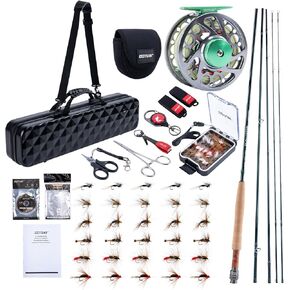 Goture Fly Fishing Rod and Reel Combo with Fly Rod & Gear Case, 9FT 4-Piece Fly Rod, Pre-Spooled Reel, Fly Line, Flies, Leader, Tippet, Forceps, Nipper and Complete Starter Kit in Saudi Arabia